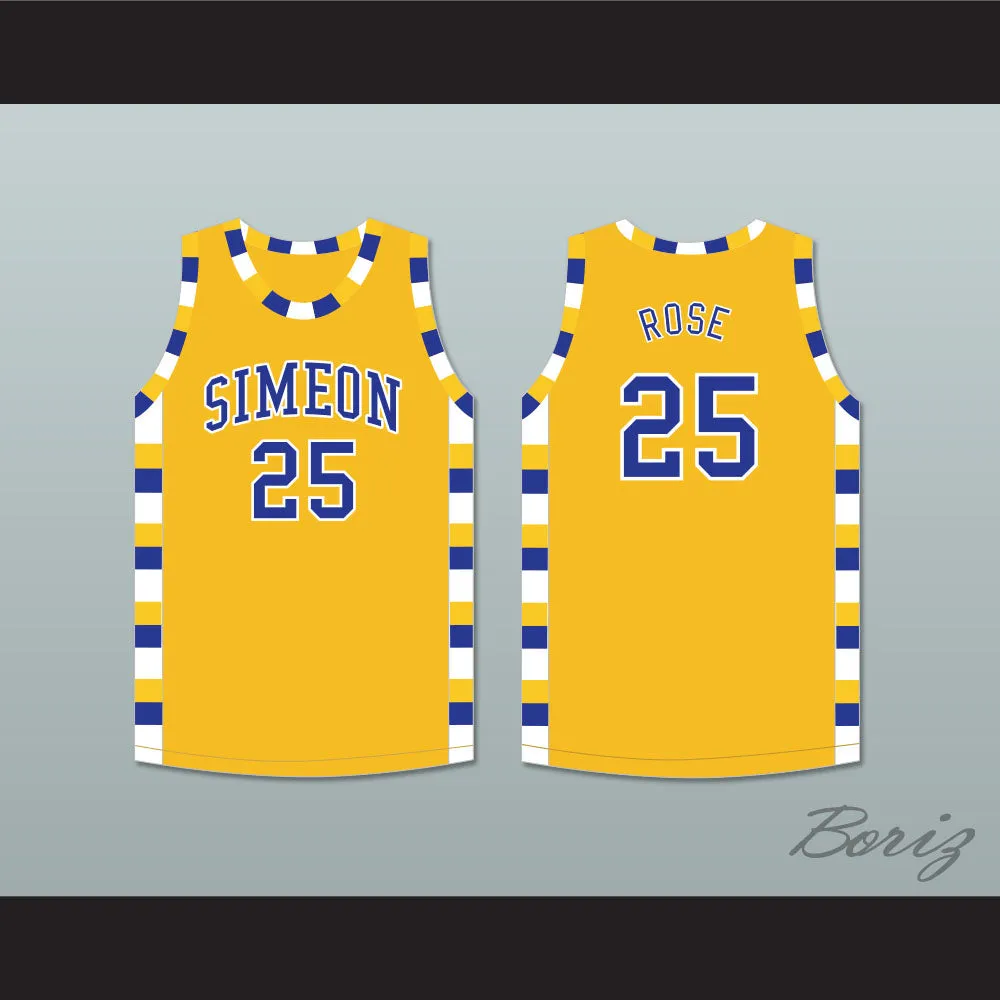 Derrick Rose 25 Simeon Career Academy Wolverines Yellow Gold Basketball Jersey