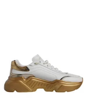 Dolce & Gabbana White Gold Daymaster Low Top Sneakers Shoes