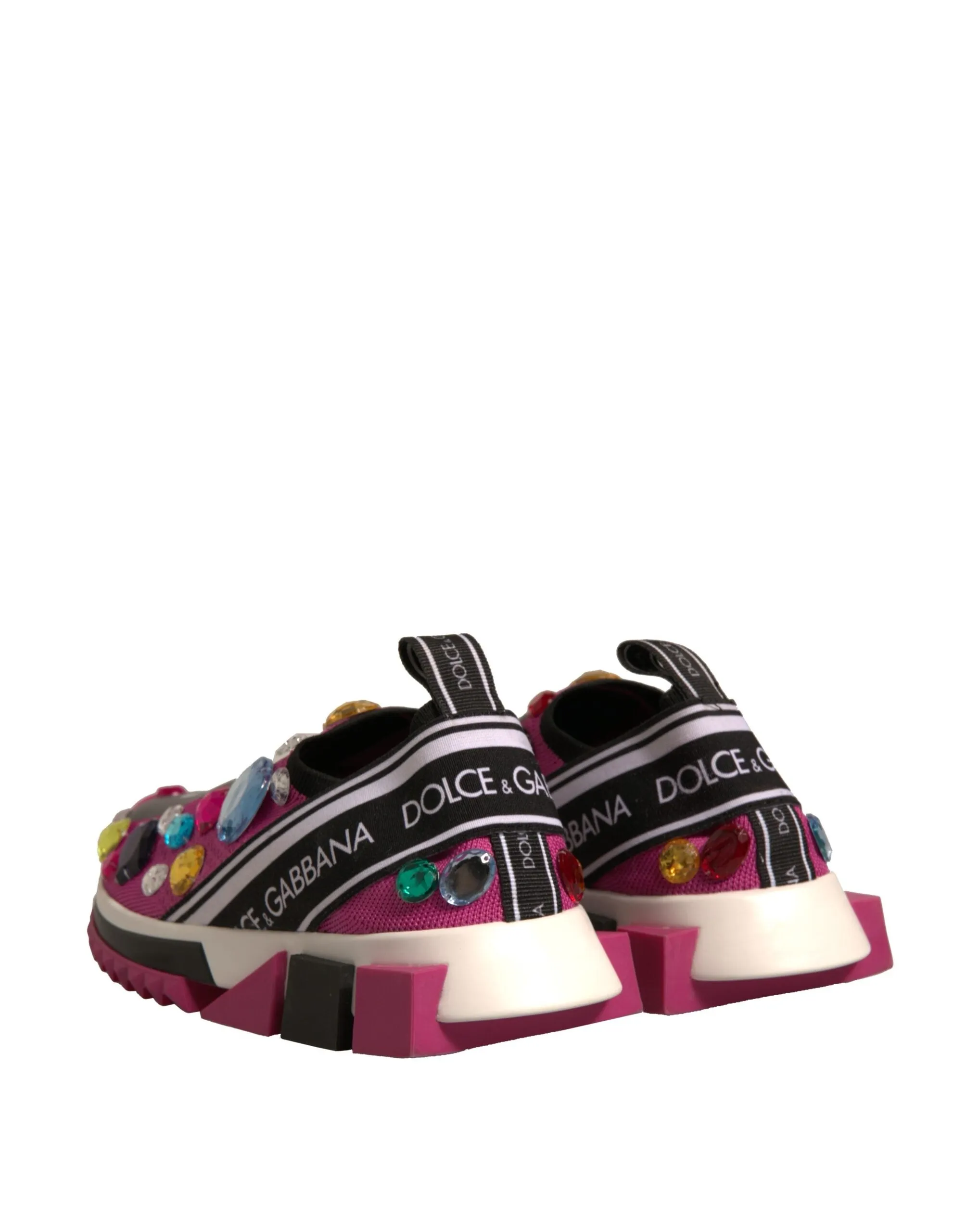 Dolce&Gabbana Sorrento Women Pink Sneakers Nylon Crystals Trainer Shoes EUR 37.5