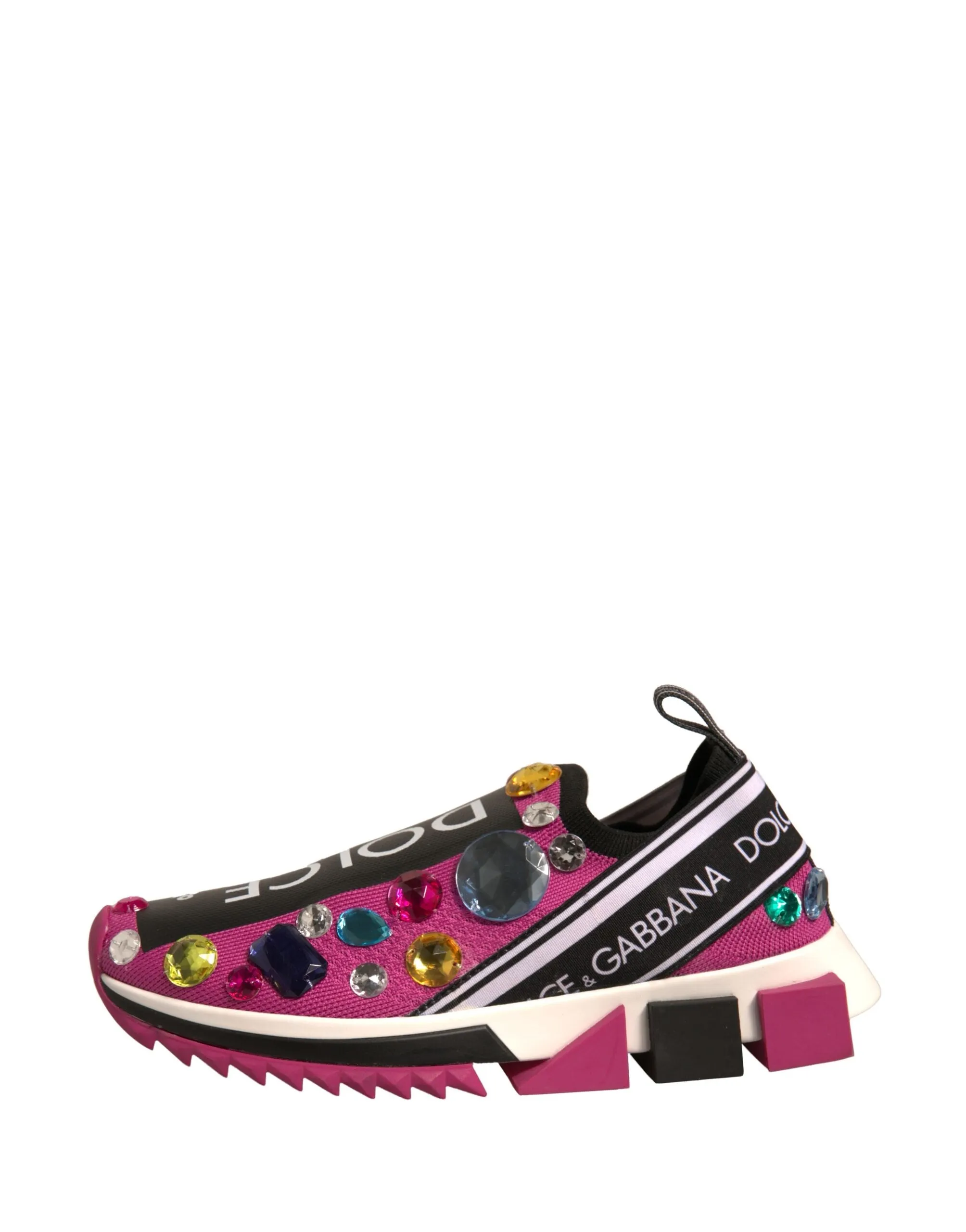 Dolce&Gabbana Sorrento Women Pink Sneakers Nylon Crystals Trainer Shoes EUR 37.5