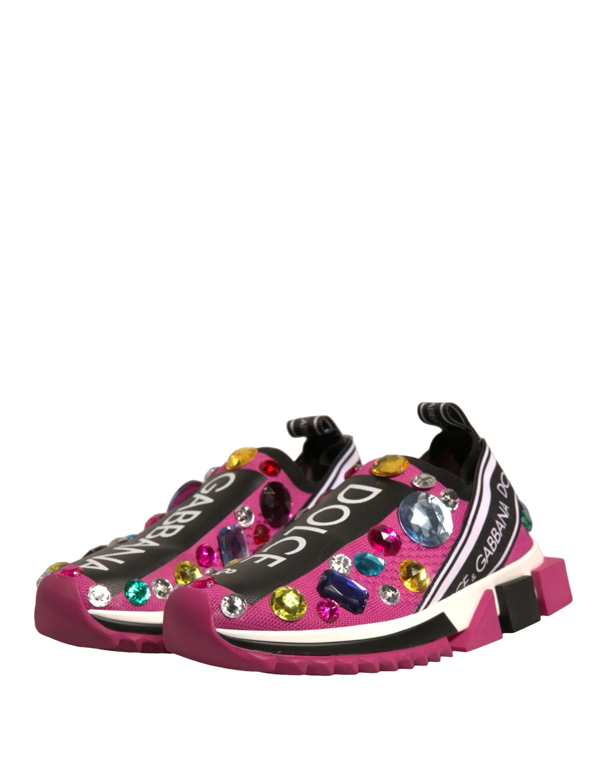 Dolce&Gabbana Sorrento Women Pink Sneakers Nylon Crystals Trainer Shoes EUR 37.5