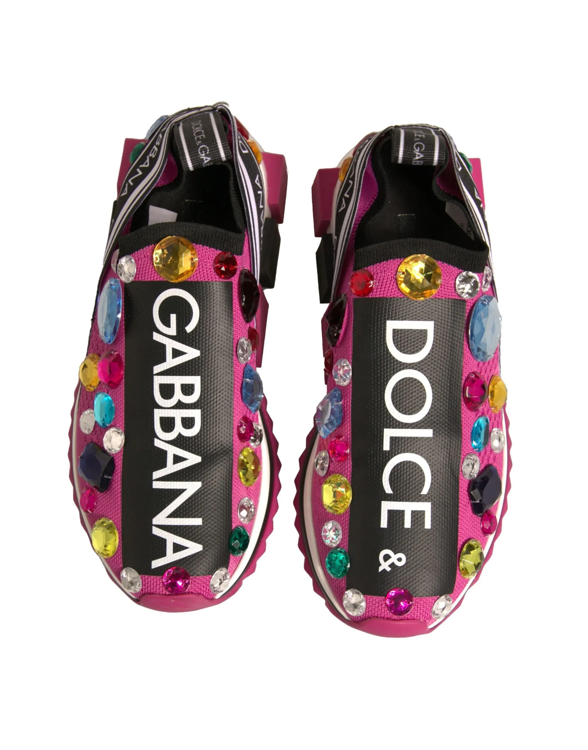 Dolce&Gabbana Sorrento Women Pink Sneakers Nylon Crystals Trainer Shoes EUR 37.5