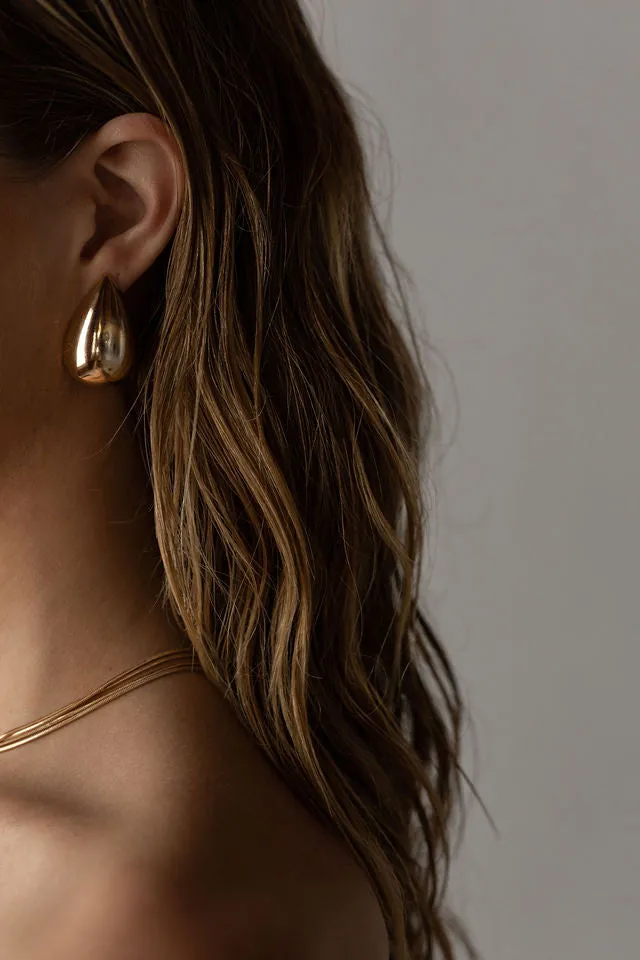 DOME DROP EARRINGS - GOLD