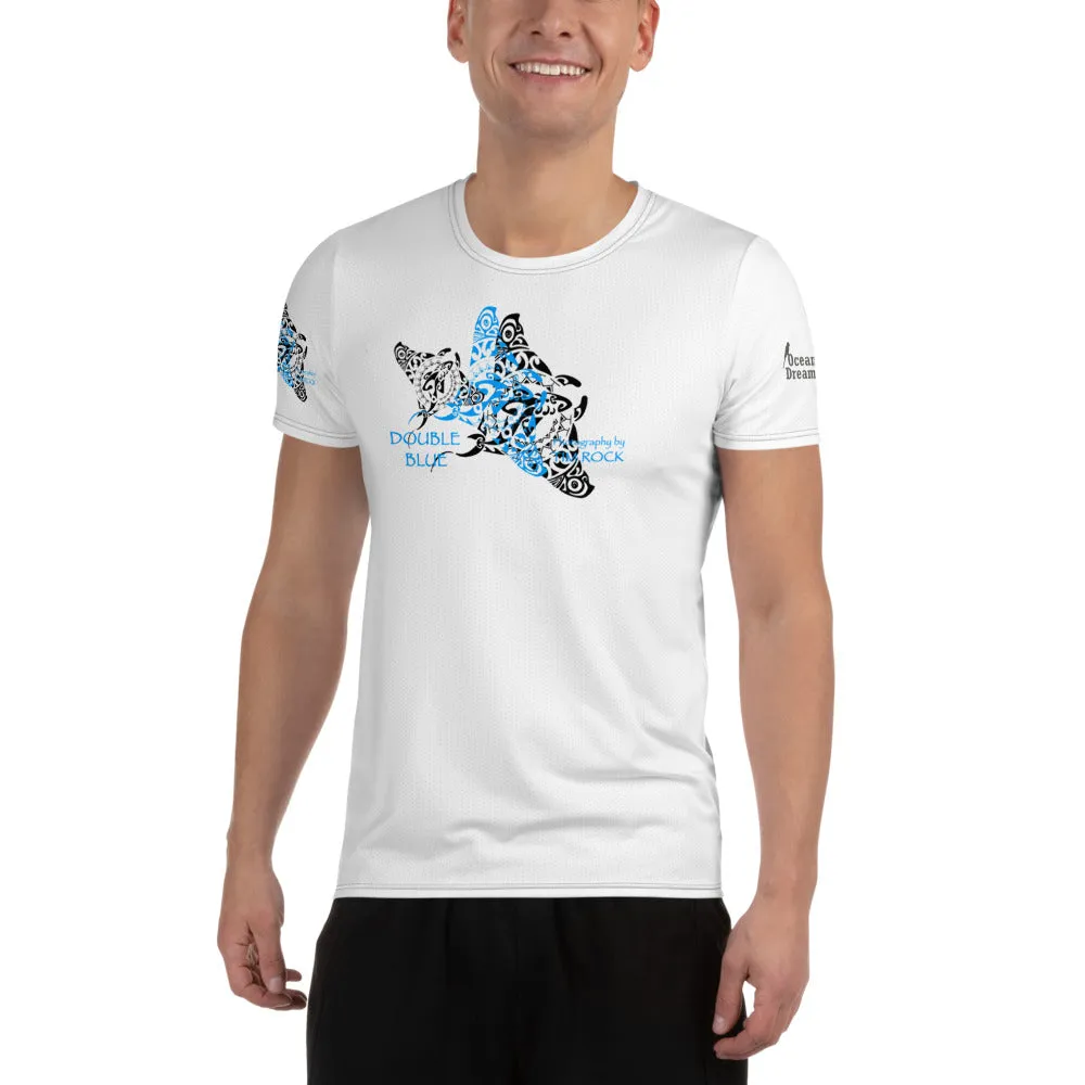 Double Blue Tattoo All-Over Print Men's Athletic T-shirt
