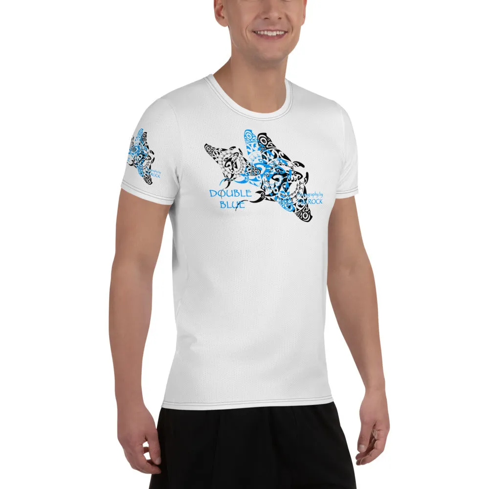 Double Blue Tattoo All-Over Print Men's Athletic T-shirt