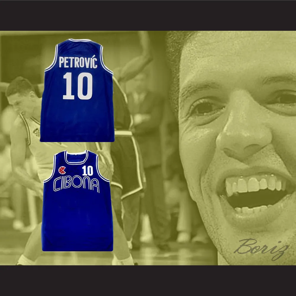 Drazen Petrovic 10 Cibona Blue Basketball Jersey