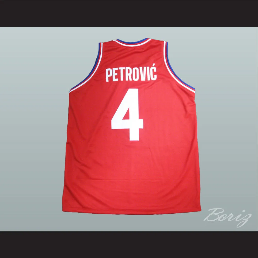 Drazen Petrovic 4 Croatia Red Basketball Jersey