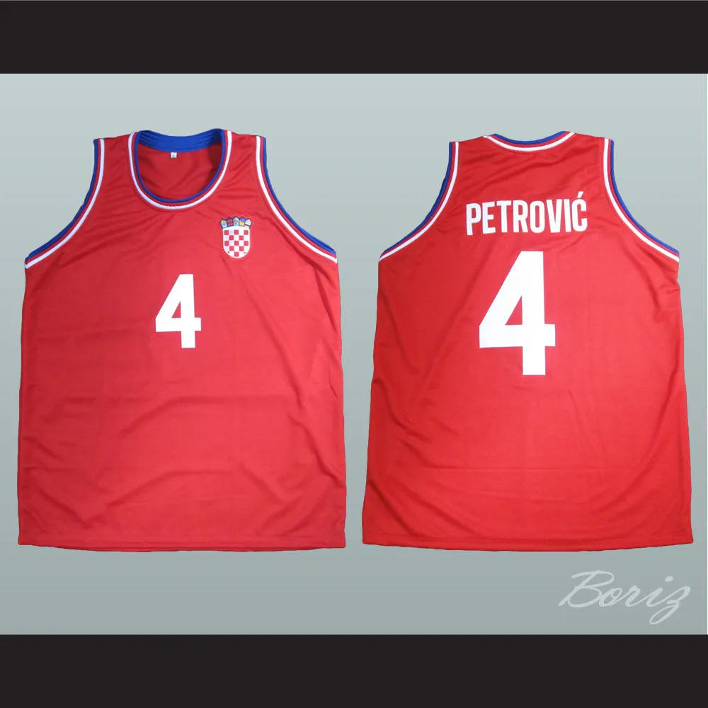 Drazen Petrovic 4 Croatia Red Basketball Jersey