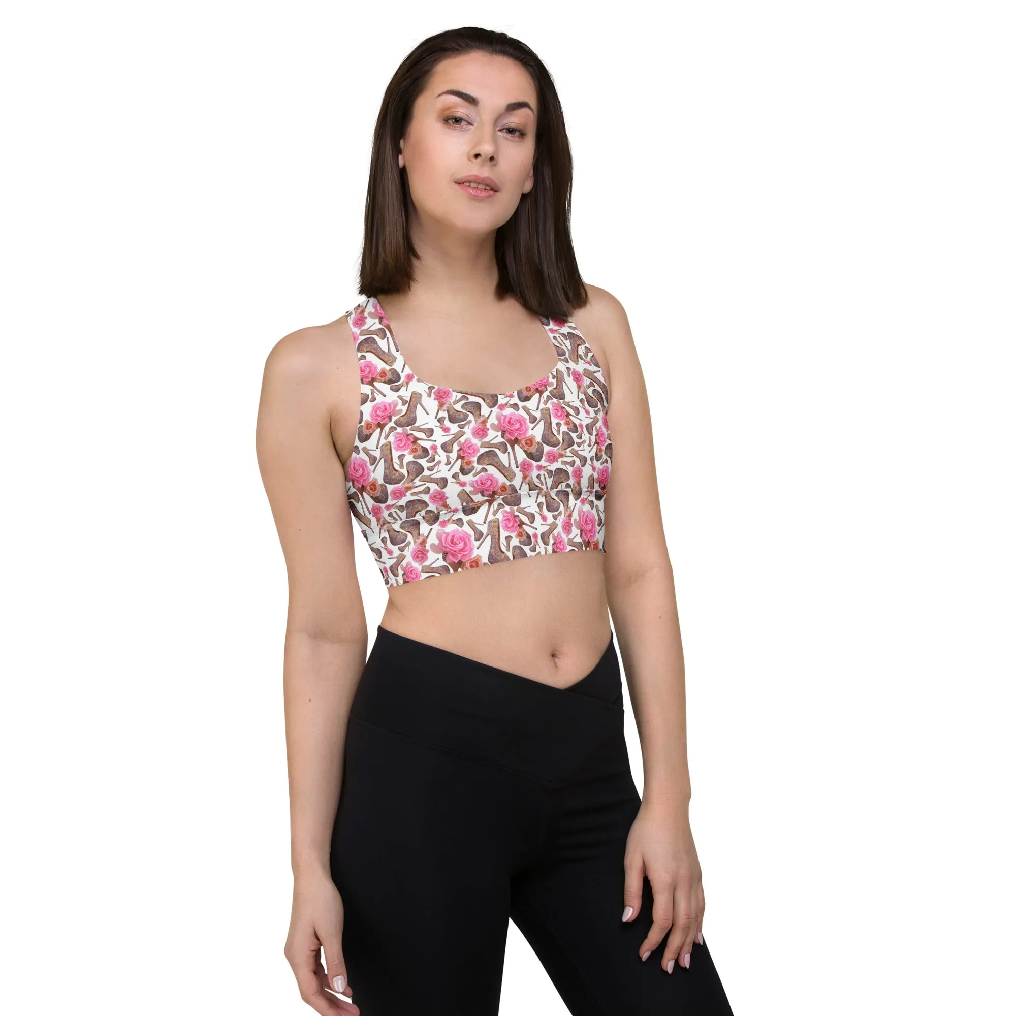 Dreamy Longline sports bra 'Rose pink flower'