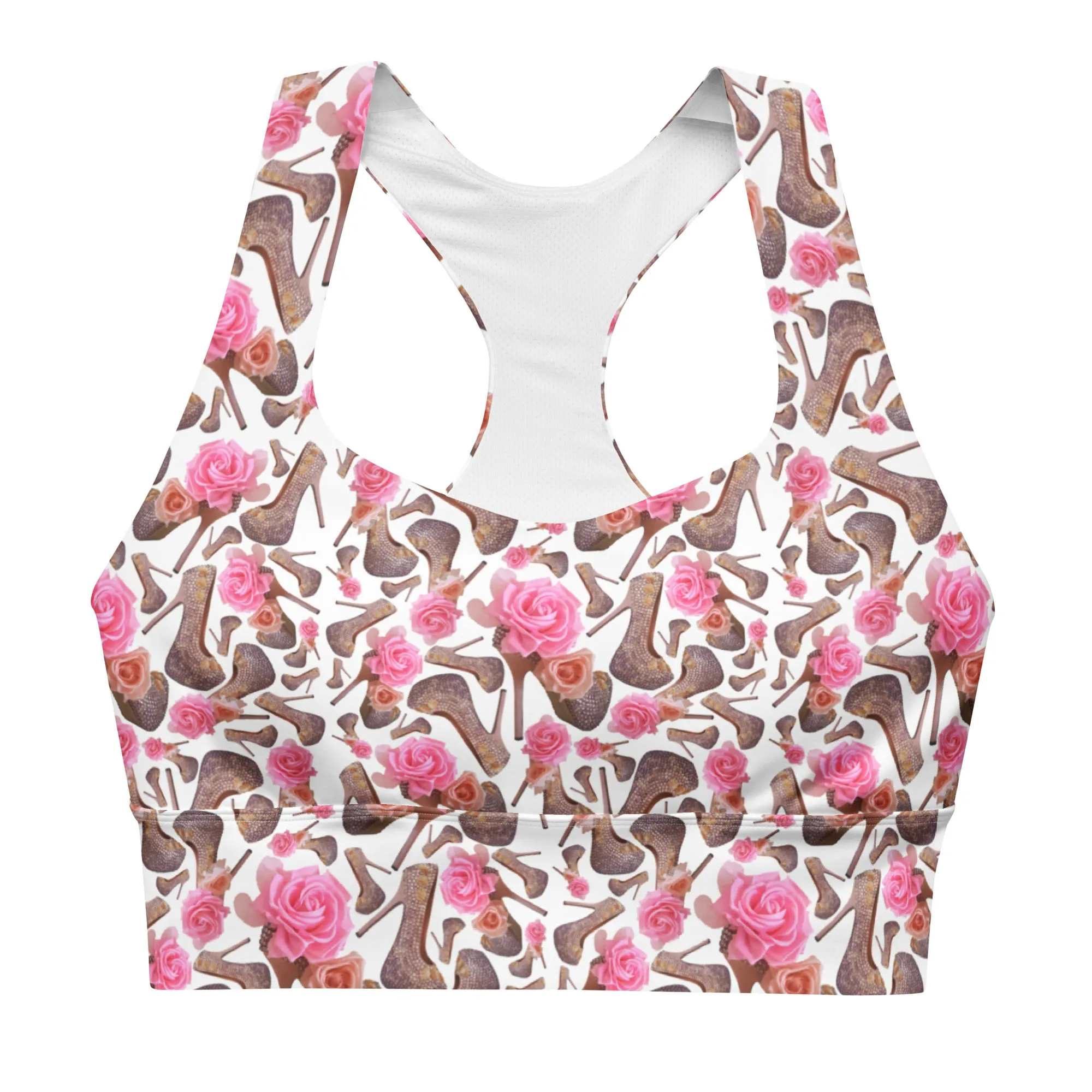 Dreamy Longline sports bra 'Rose pink flower'