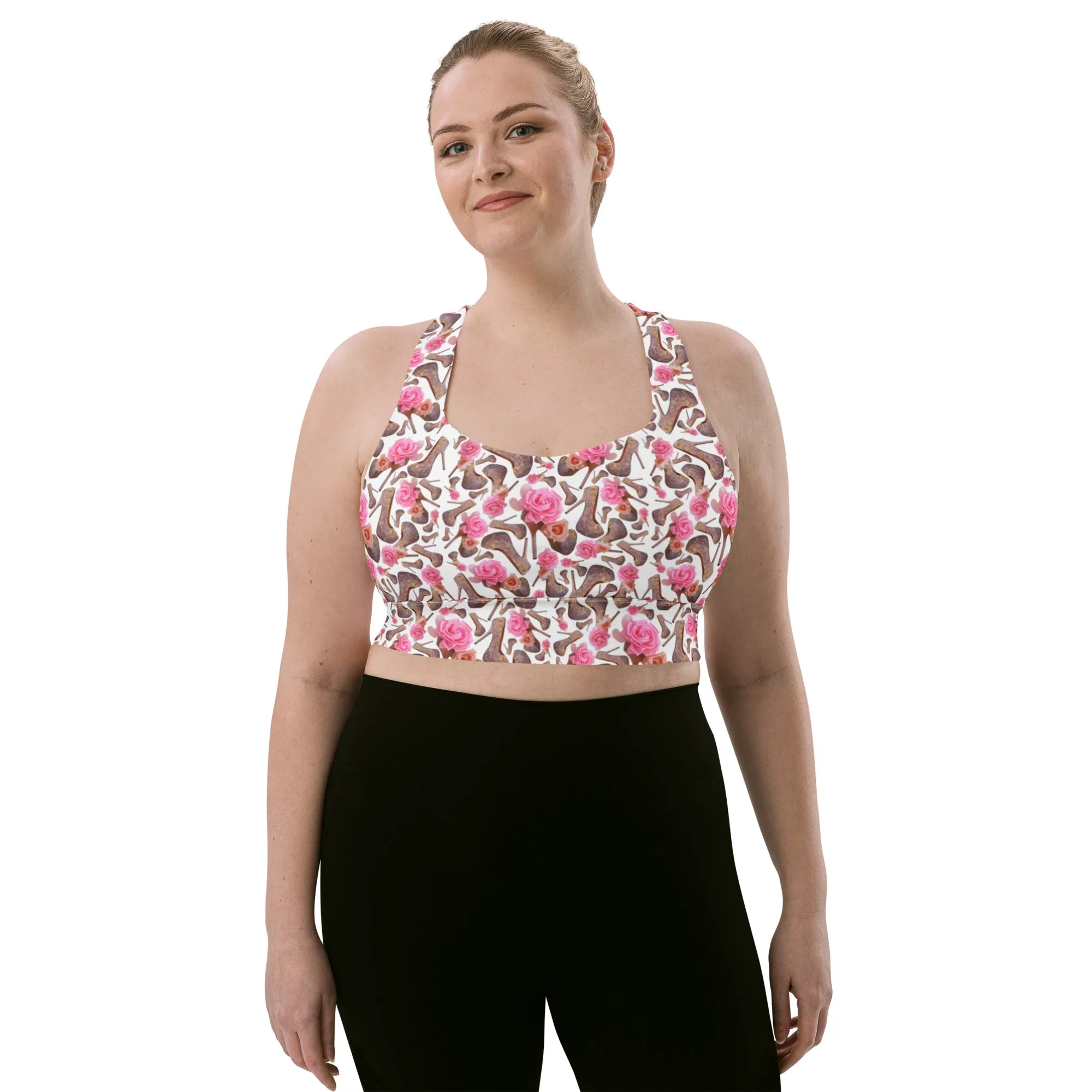 Dreamy Longline sports bra 'Rose pink flower'