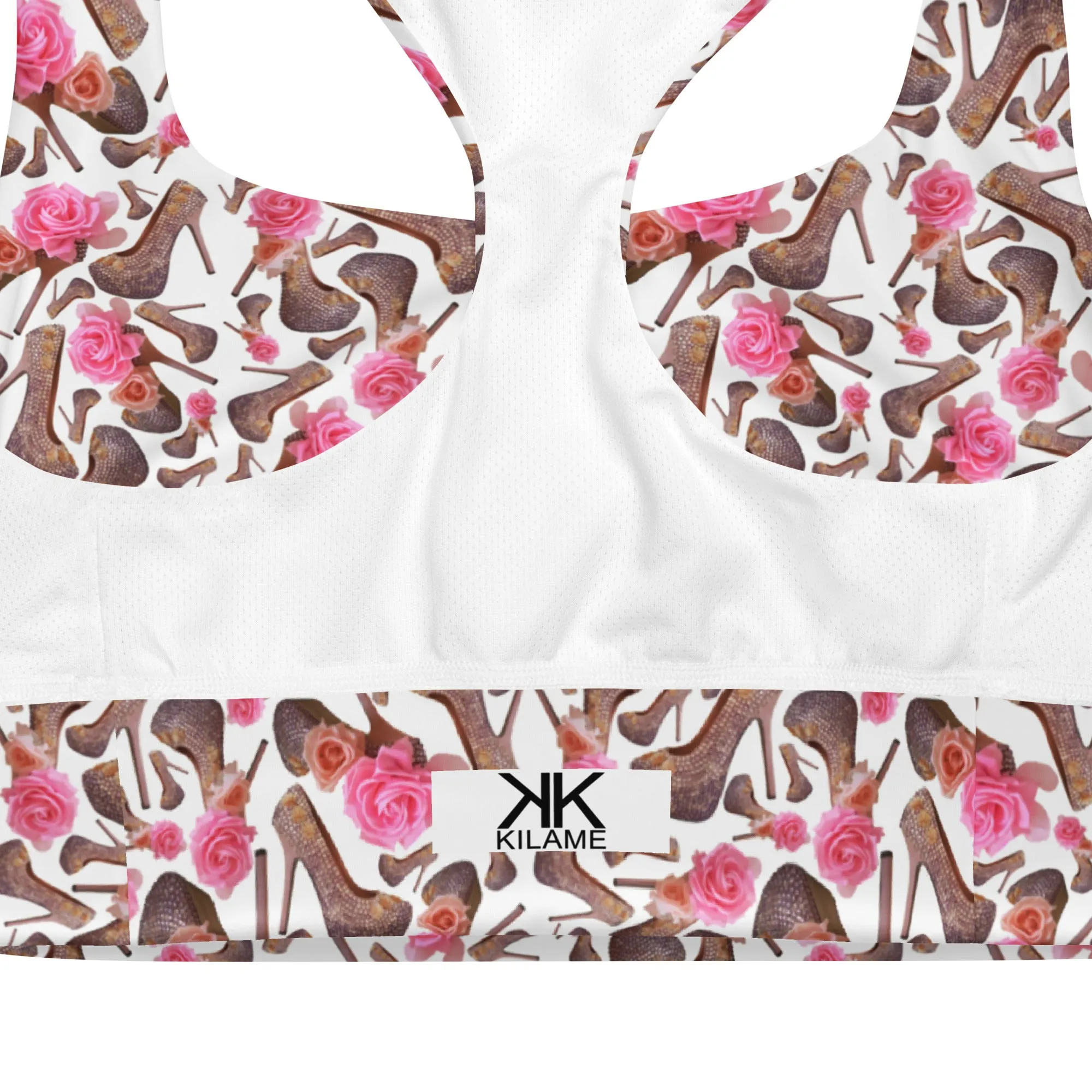 Dreamy Longline sports bra 'Rose pink flower'