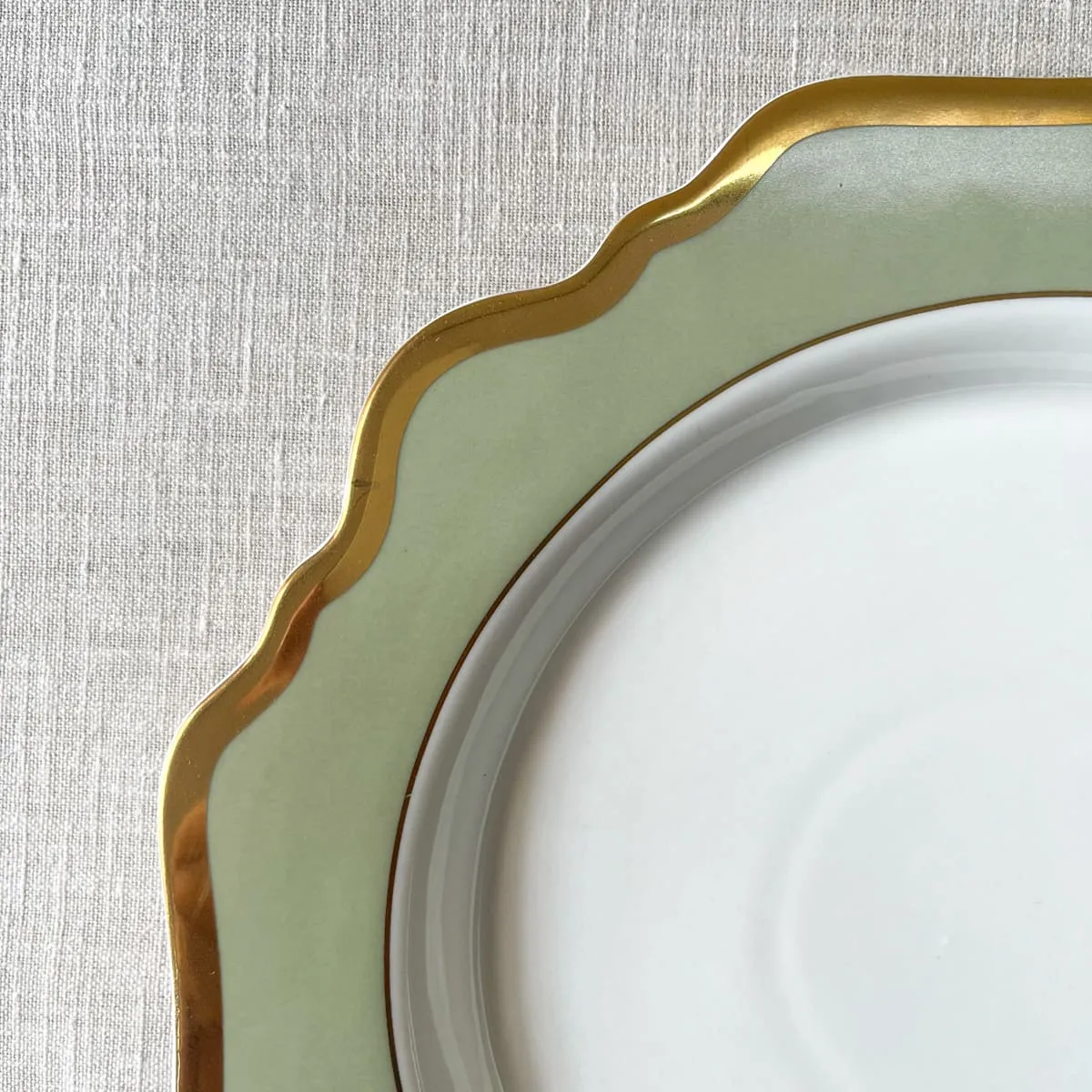 Edit House & Home-Home Artisan Emeraude Green Porcelain Dinner Plate with Gold Rim  Set of 2