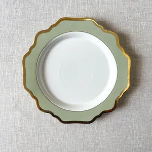 Edit House & Home-Home Artisan Emeraude Green Porcelain Dinner Plate with Gold Rim  Set of 2