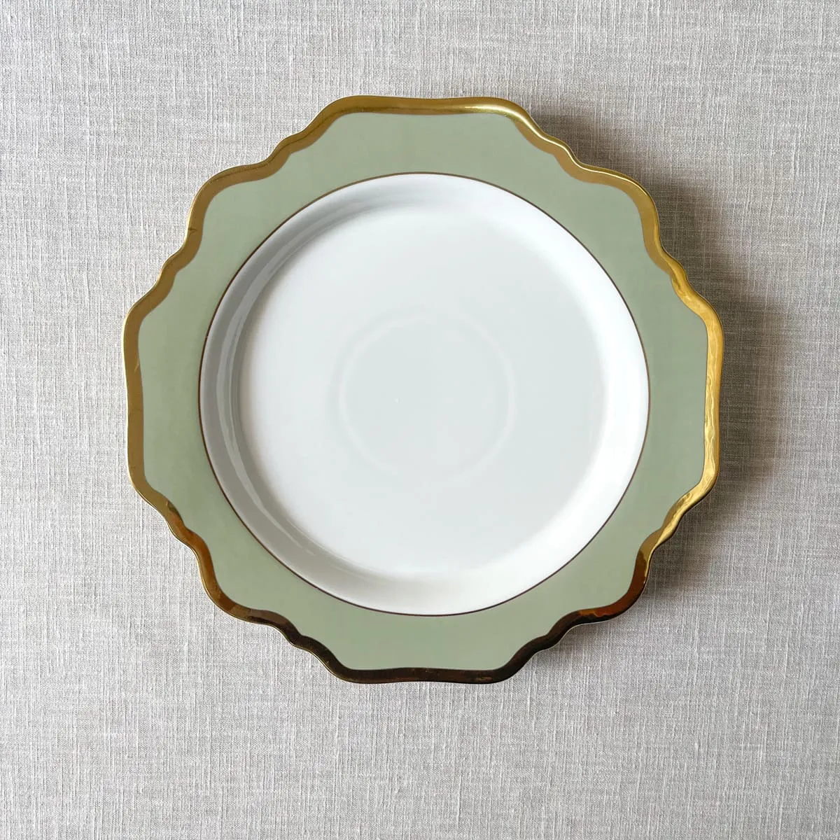 Edit House & Home-Home Artisan Emeraude Green Porcelain Dinner Plate with Gold Rim  Set of 2