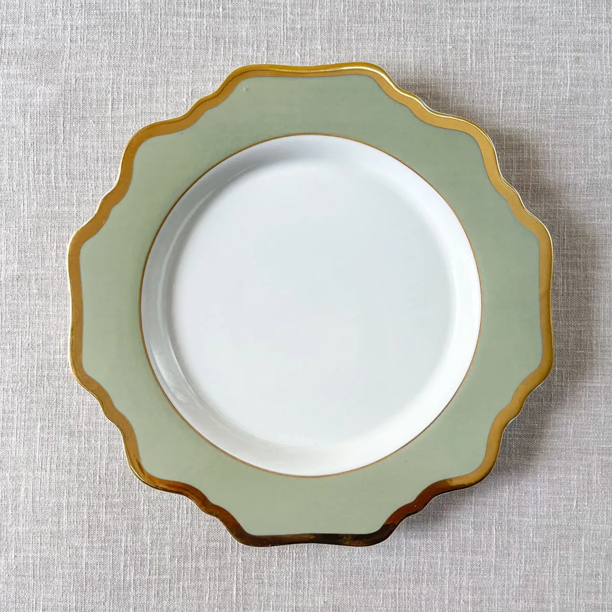 Edit House & Home-Home Artisan Emeraude Green Porcelain Side Plate with Gold Rim  Set of 2