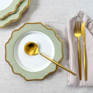 Edit House & Home-Home Artisan Emeraude Green Porcelain Side Plate with Gold Rim  Set of 2