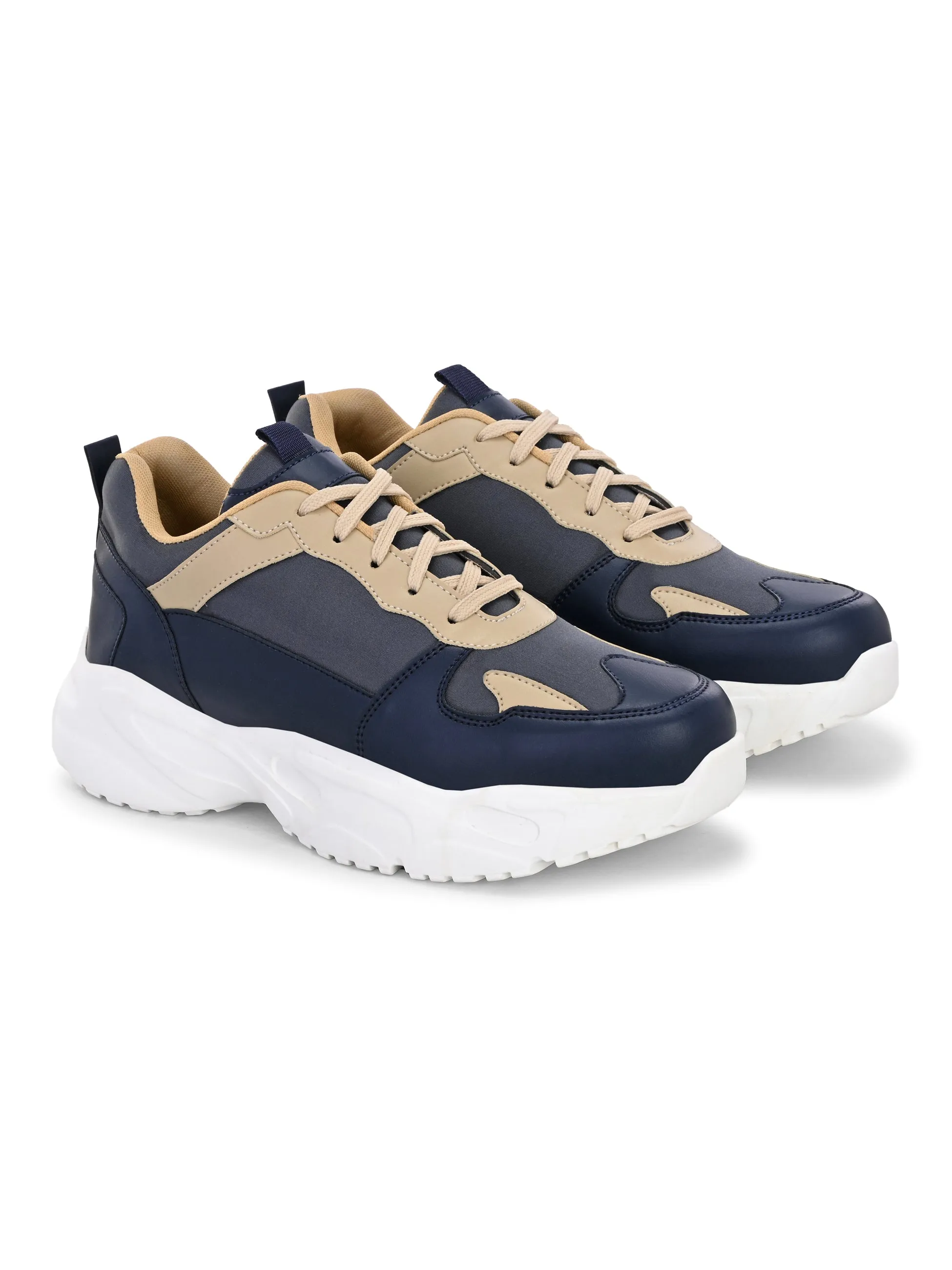 EL PASO Men Blue Faux Leather Casual Lace Up Sneakers