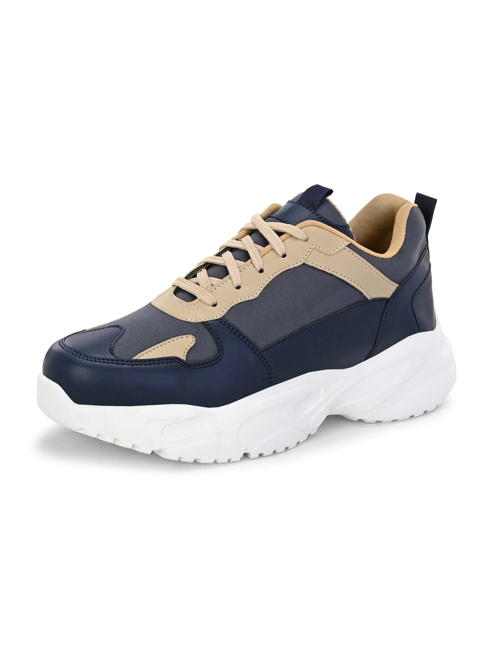 EL PASO Men Blue Faux Leather Casual Lace Up Sneakers