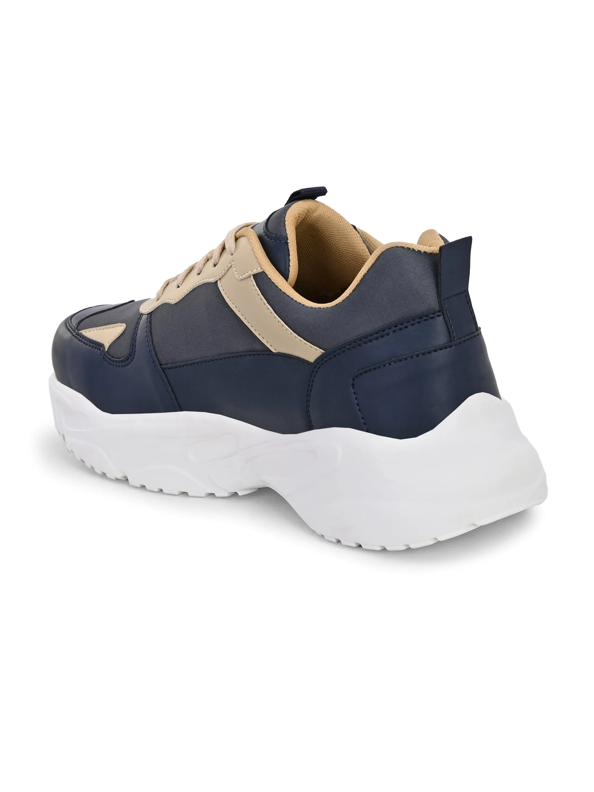 EL PASO Men Blue Faux Leather Casual Lace Up Sneakers
