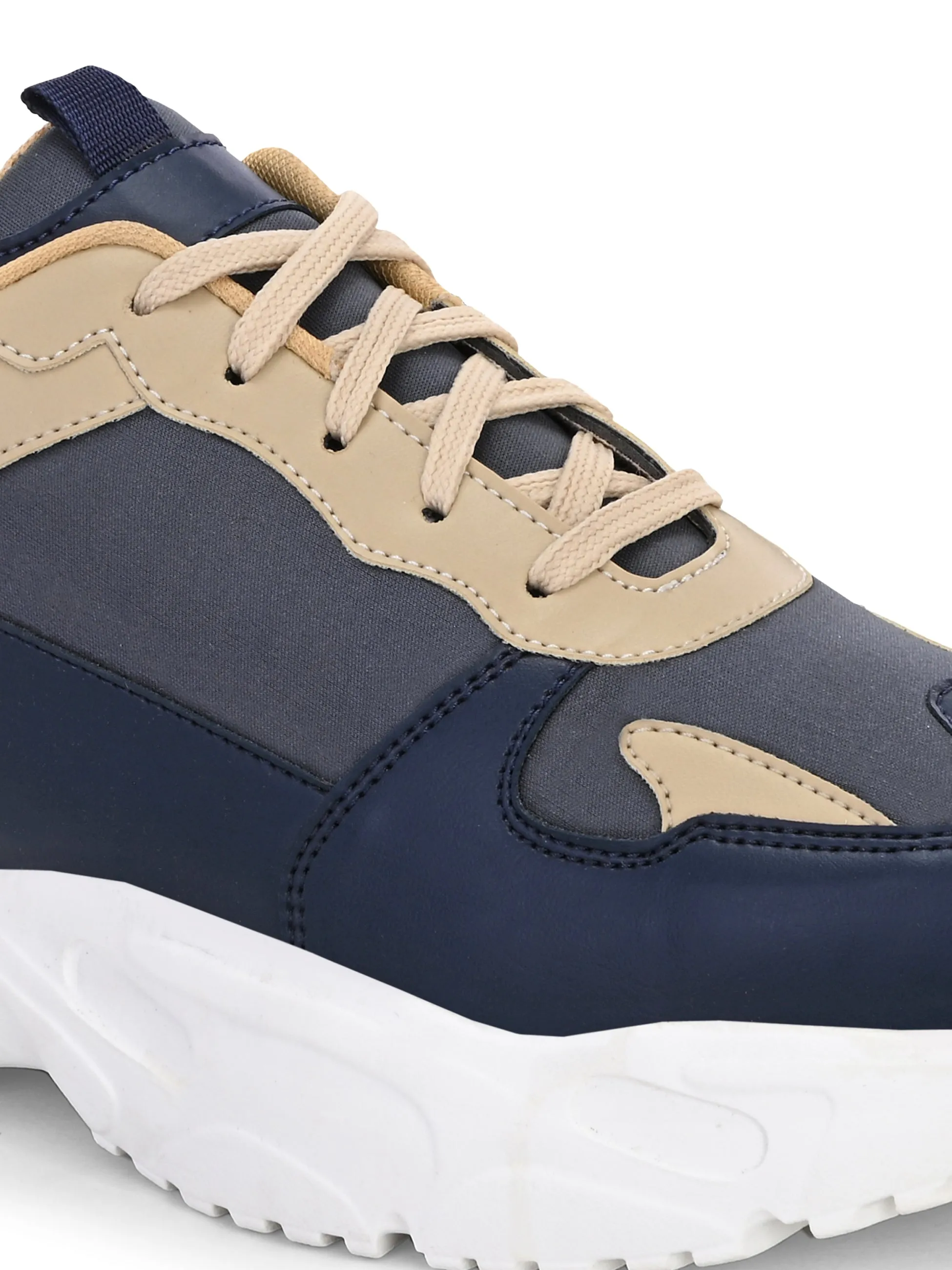 EL PASO Men Blue Faux Leather Casual Lace Up Sneakers