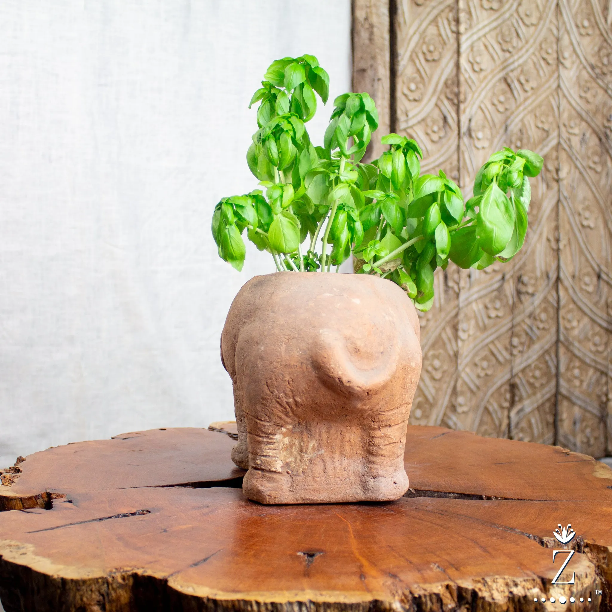 Elephant Planter, Vintage Terracotta Pot