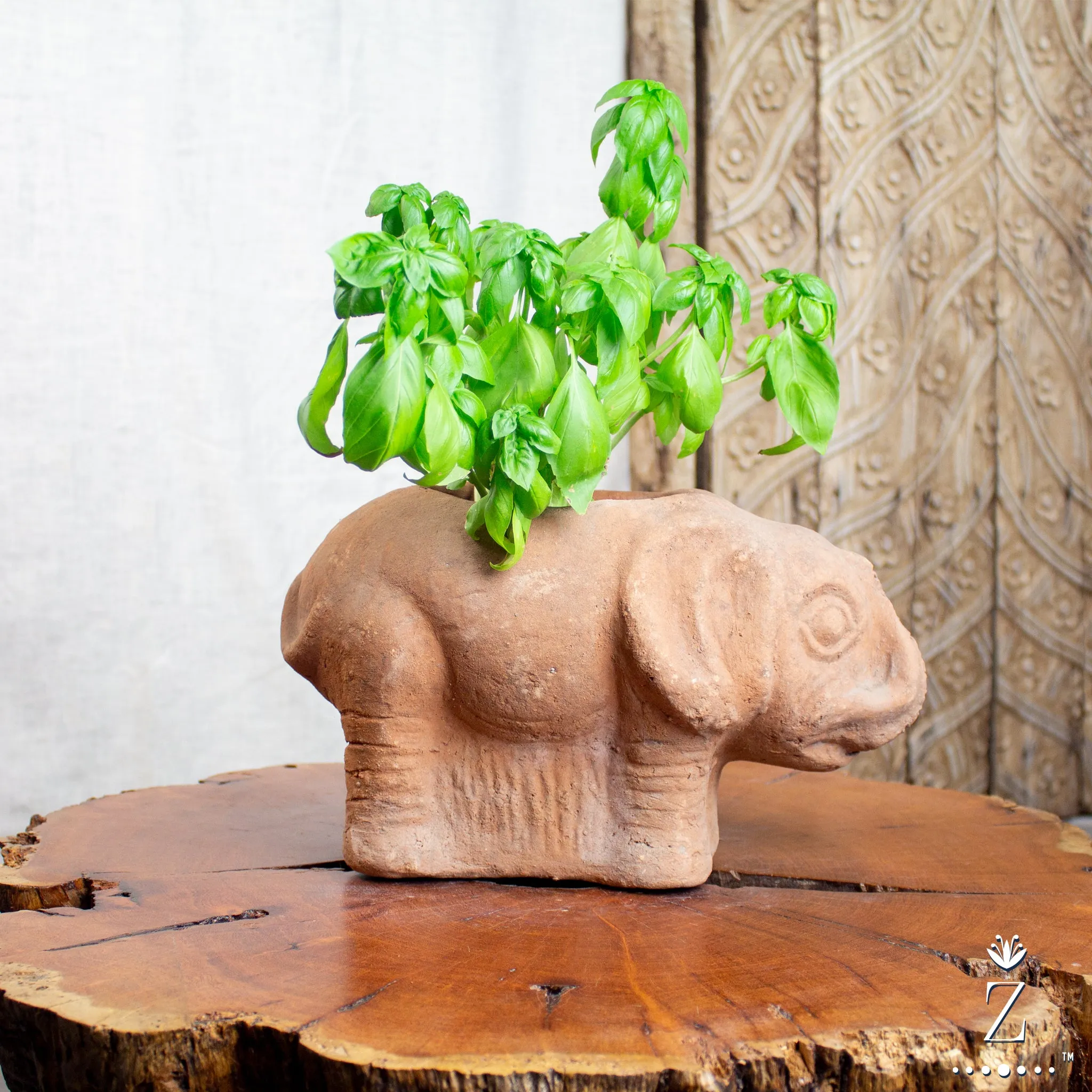 Elephant Planter, Vintage Terracotta Pot