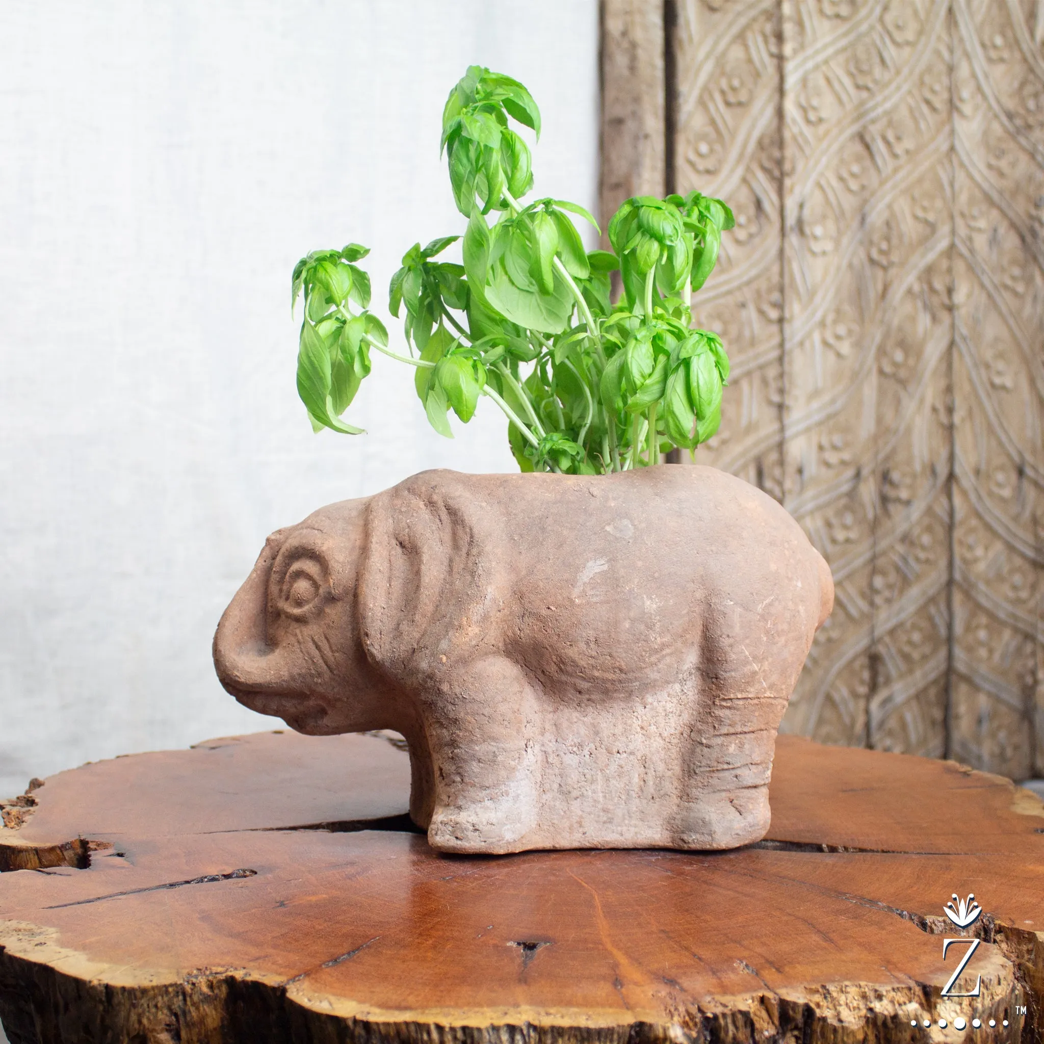 Elephant Planter, Vintage Terracotta Pot