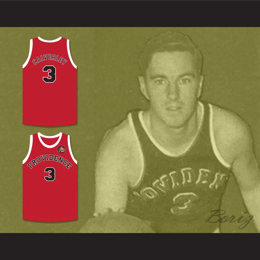 Ernie Calverley 3 Providence Steamrollers Red Basketball Jersey with Patch