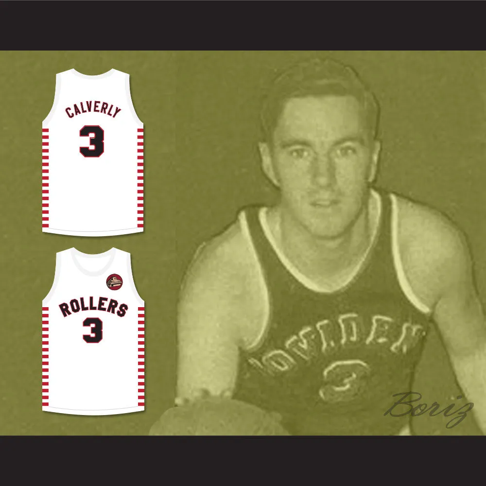 Ernie Calverley 3 Providence Steamrollers White Basketball Jersey with Patch 1