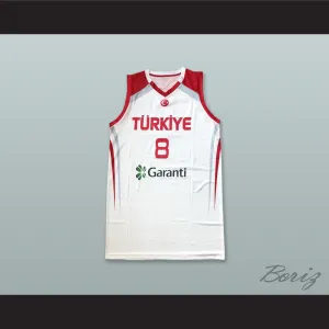 Ersan Ilyasova 8 Turkey White Basketball Jersey