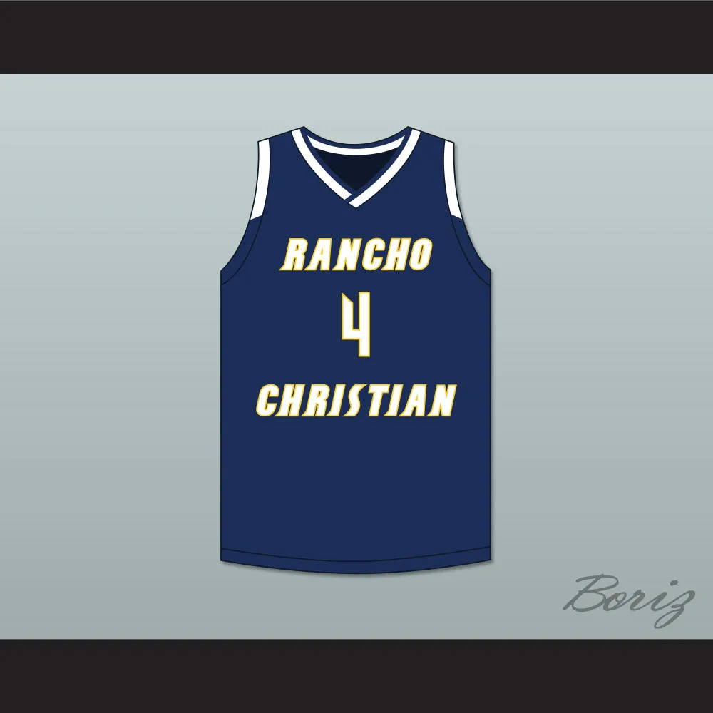 Evan Mobley 4 Rancho Christian School Eagles Navy Blue Basketball Jersey 1