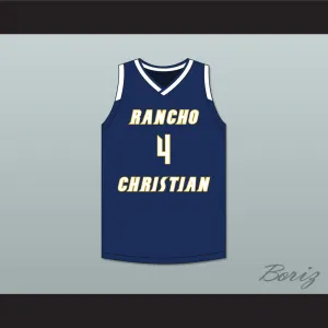 Evan Mobley 4 Rancho Christian School Eagles Navy Blue Basketball Jersey 1