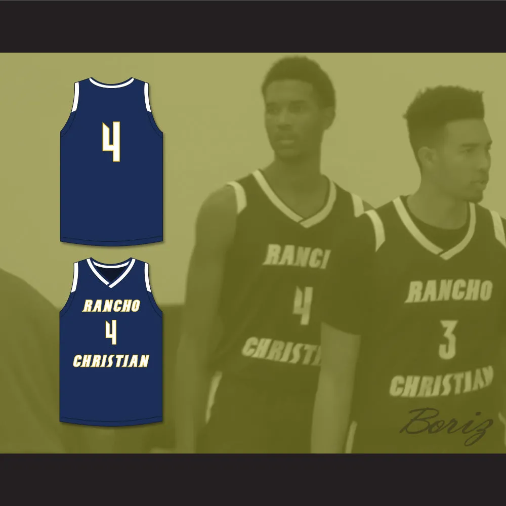 Evan Mobley 4 Rancho Christian School Eagles Navy Blue Basketball Jersey 1