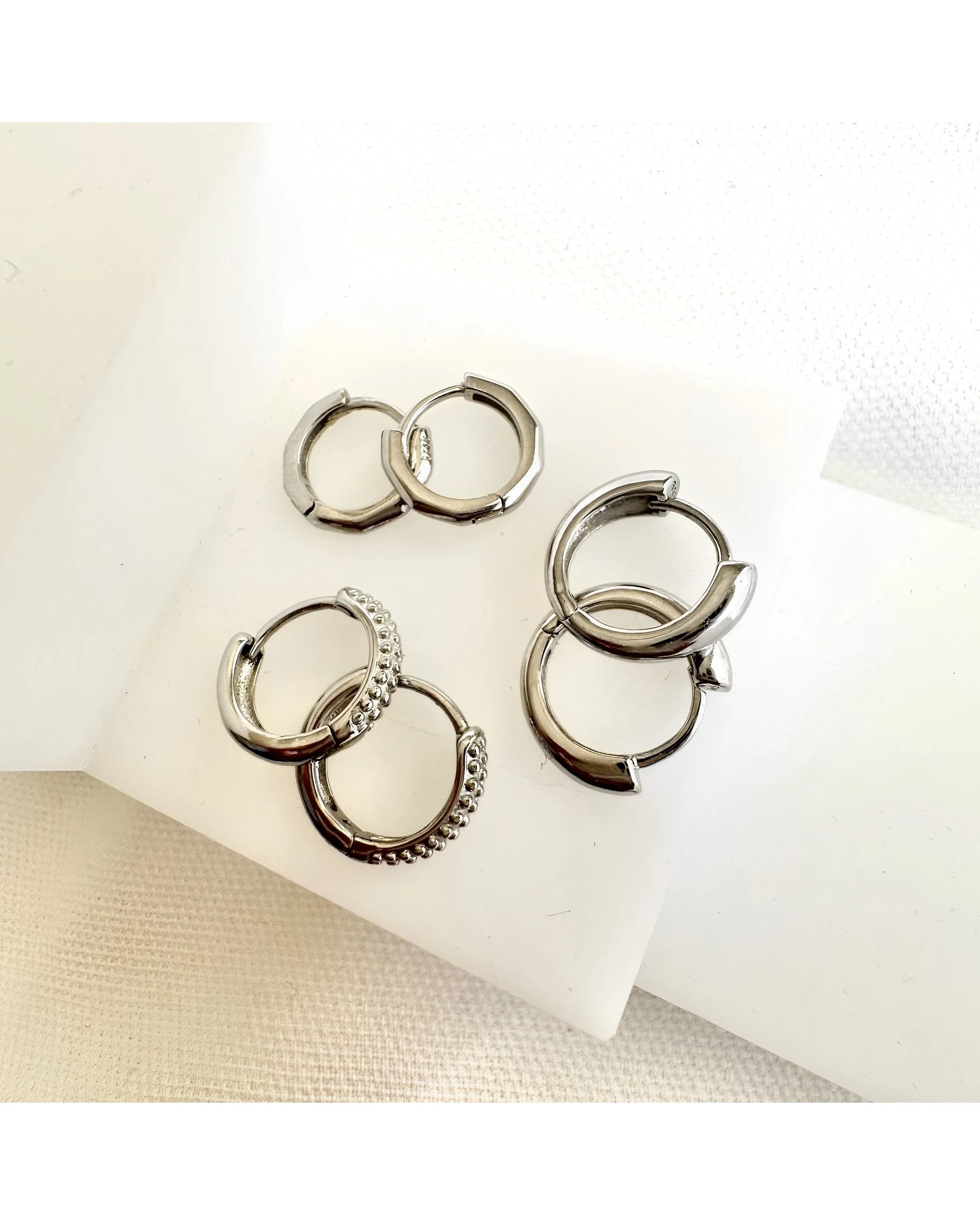 Ever Jewellery Rematch Huggie Earrings - Silver