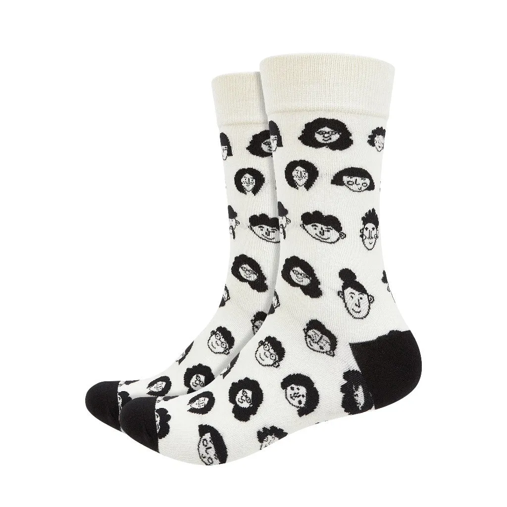 Faces Printed Crew Length Socks