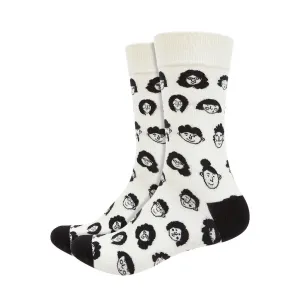Faces Printed Crew Length Socks