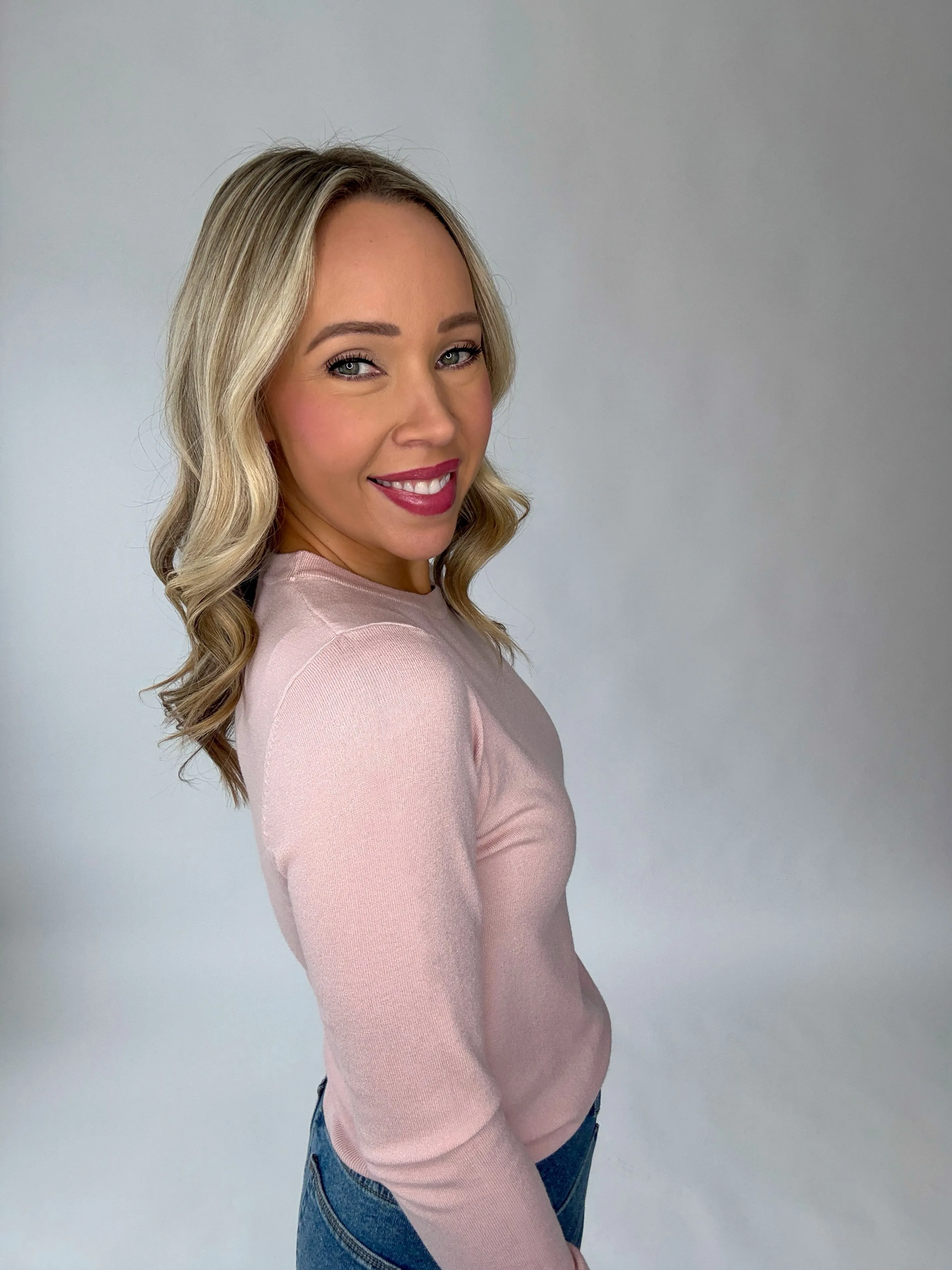 Falling For You Lightweight Sweater - Blush