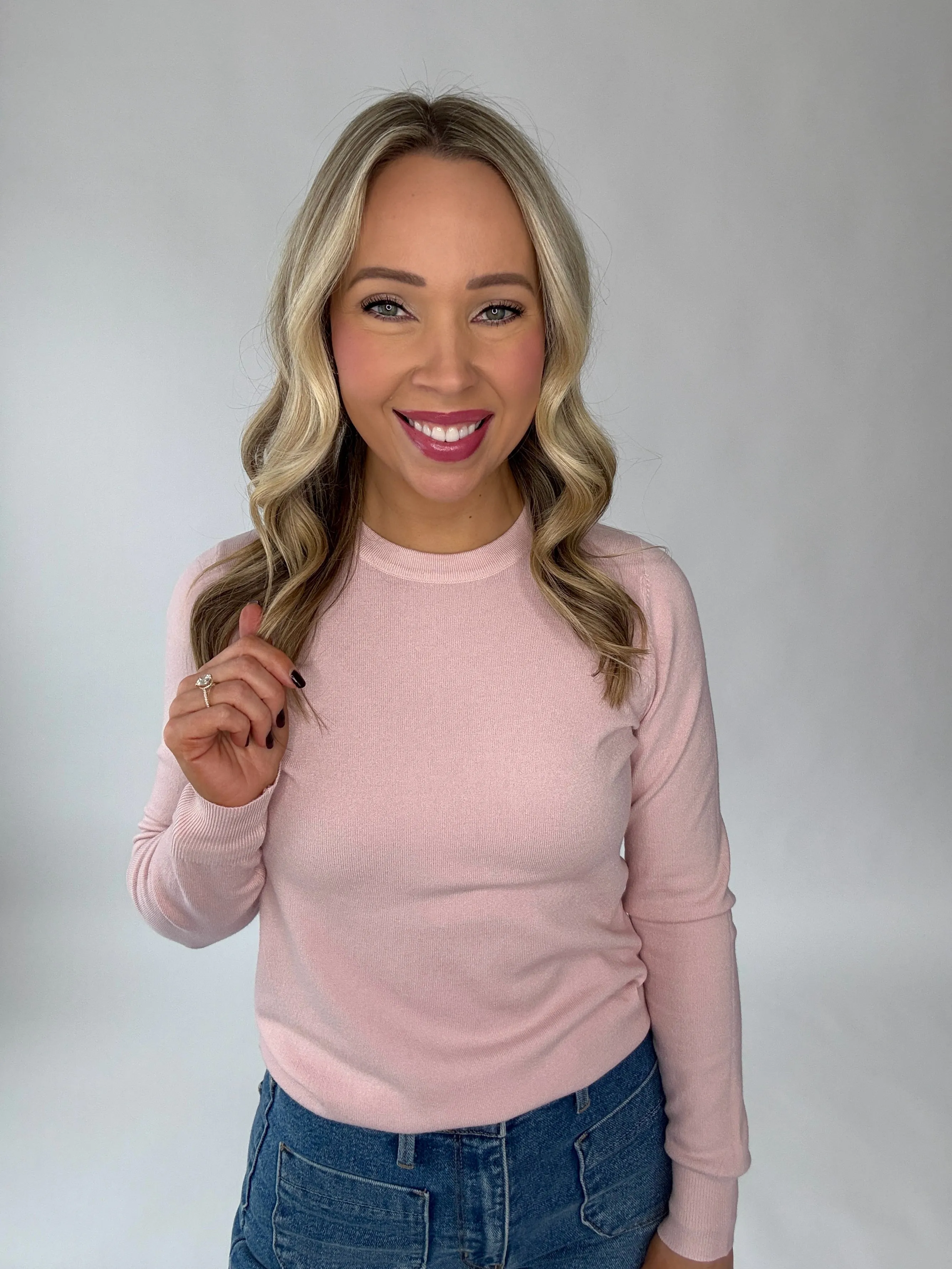 Falling For You Lightweight Sweater - Blush