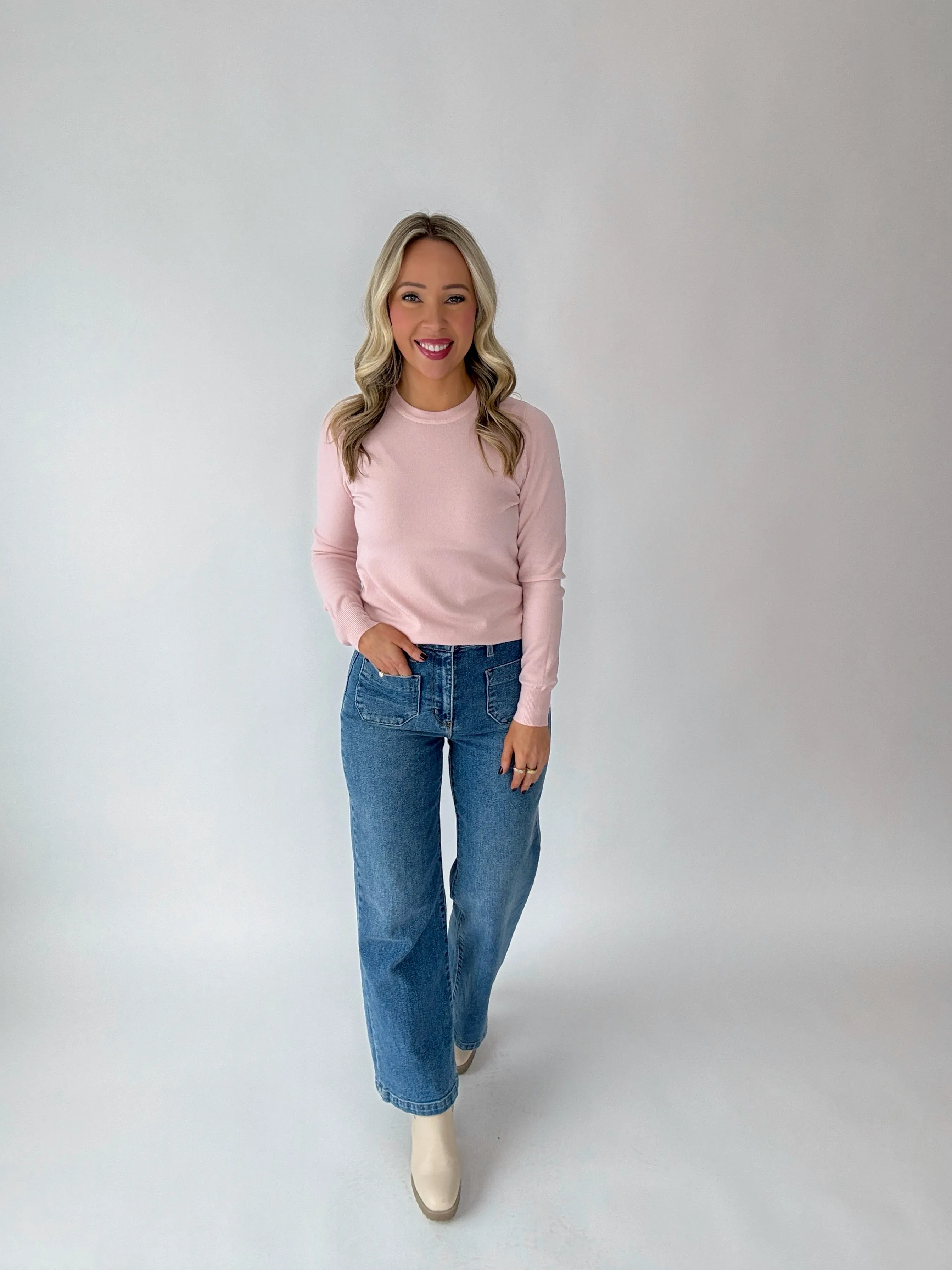 Falling For You Lightweight Sweater - Blush