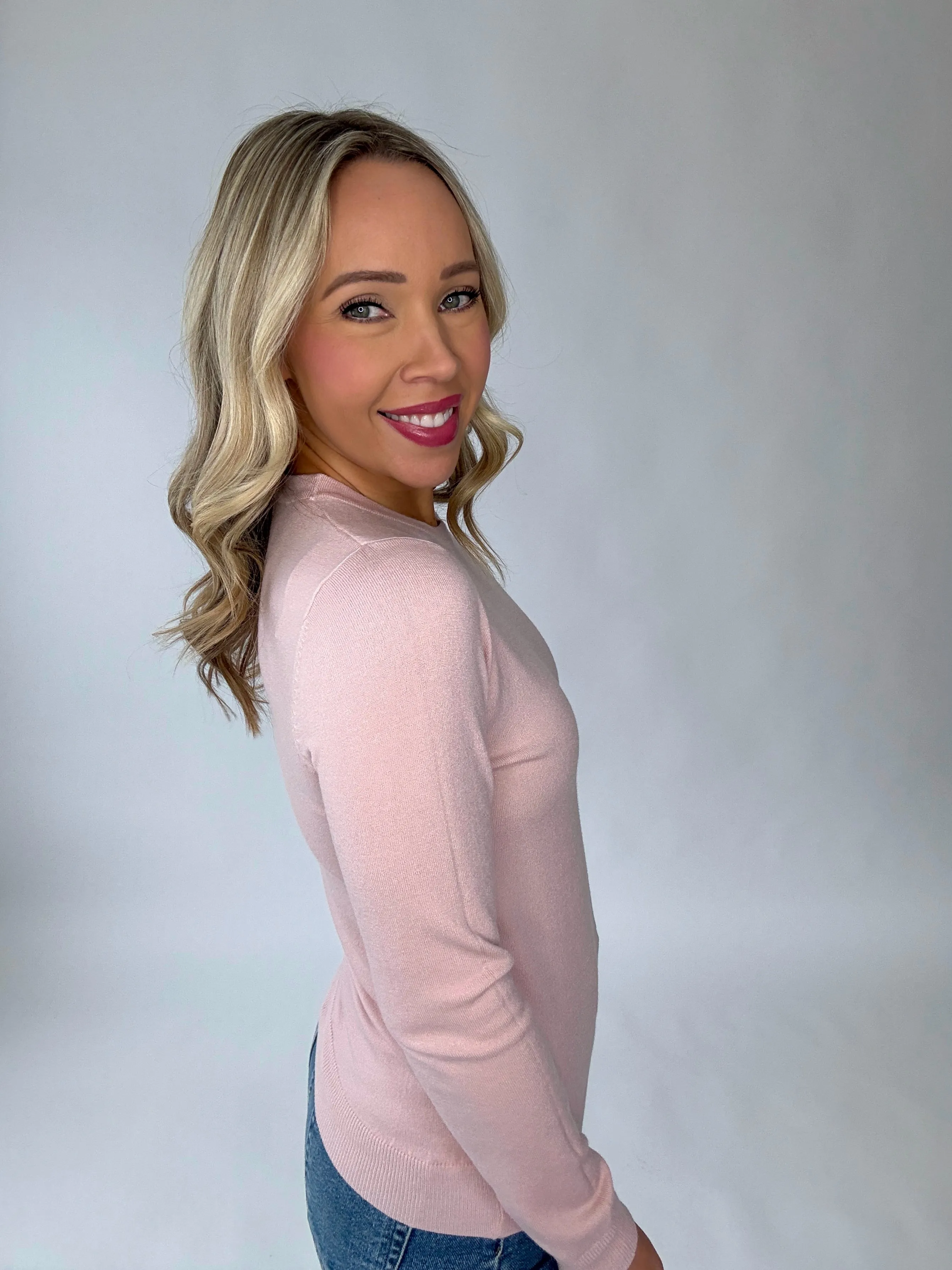 Falling For You Lightweight Sweater - Blush