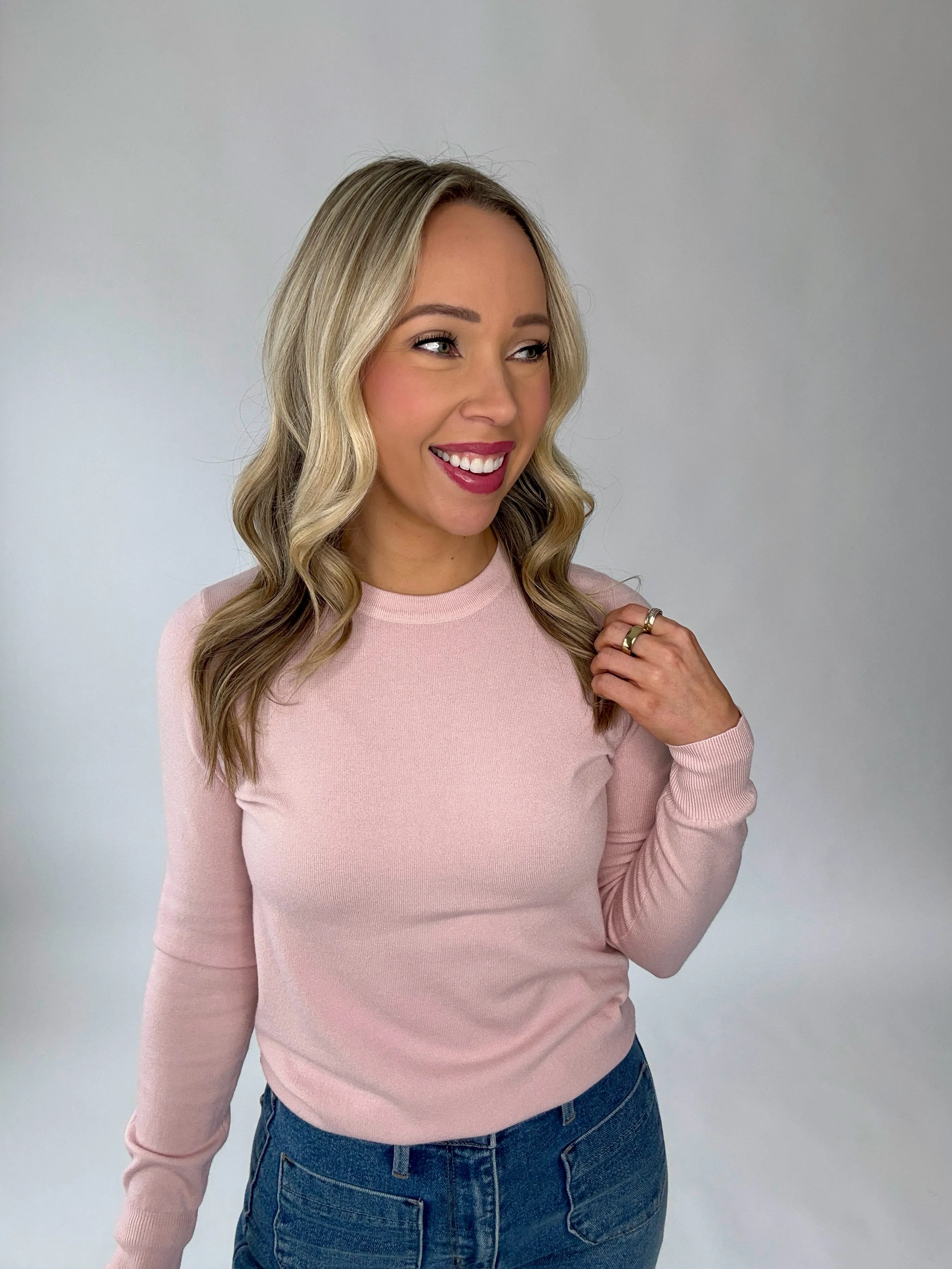 Falling For You Lightweight Sweater - Blush