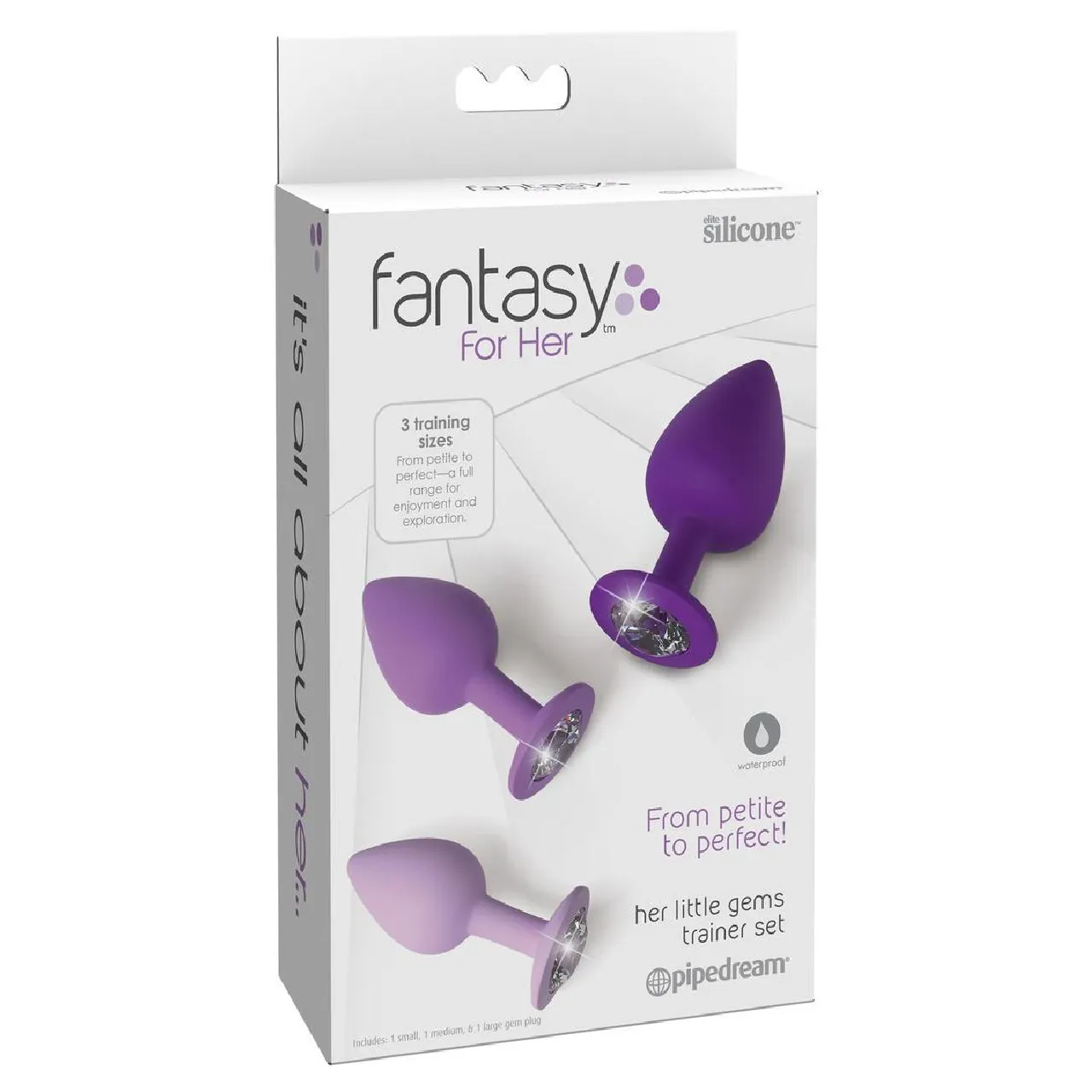 Fantasy For Her Her Little Gems Trainer Set Anal Kit 3 Training Size Plugs Waterproof Silicone - Purple