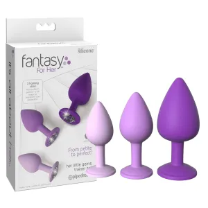 Fantasy For Her Her Little Gems Trainer Set Anal Kit 3 Training Size Plugs Waterproof Silicone - Purple