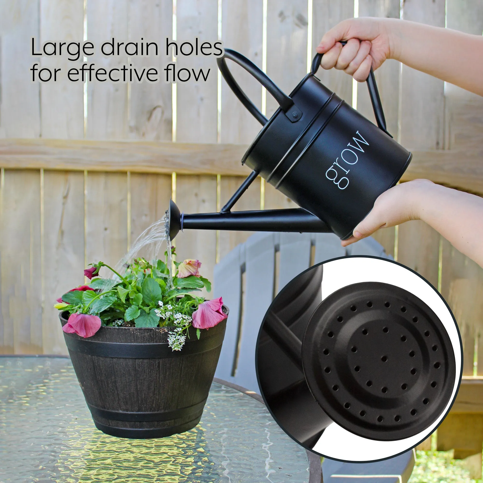 Farmhouse Enamel Watering Can (Black, Case of 6)