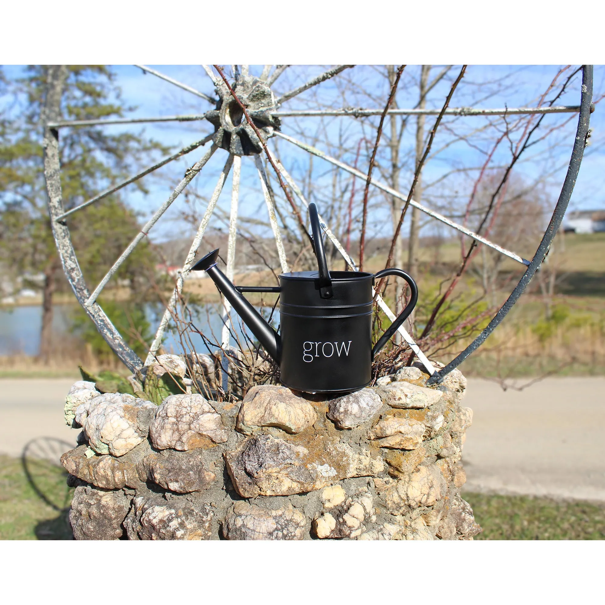 Farmhouse Enamel Watering Can (Black, Case of 6)