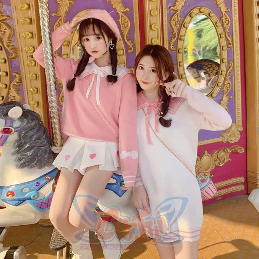 fashion Sweet Bow Sailor Idea Tie Knitted Sweater J40092