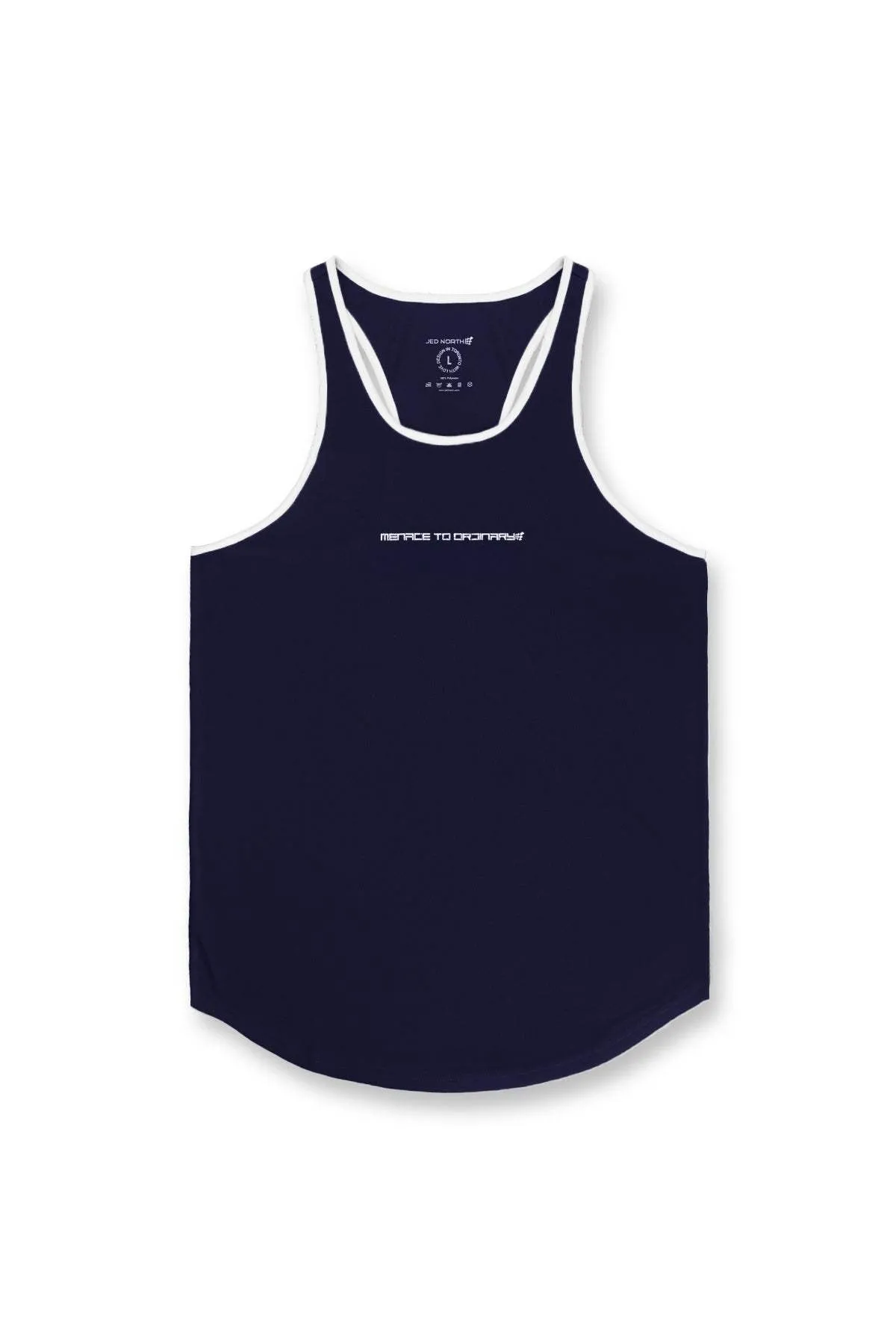 Fast-Dry Bodybuilding Workout Stringer - Navy & White