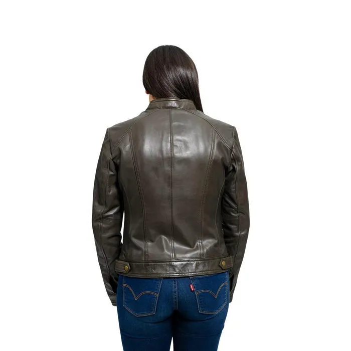 Favorite - Women's Fashion Leather Jacket (Army Green)