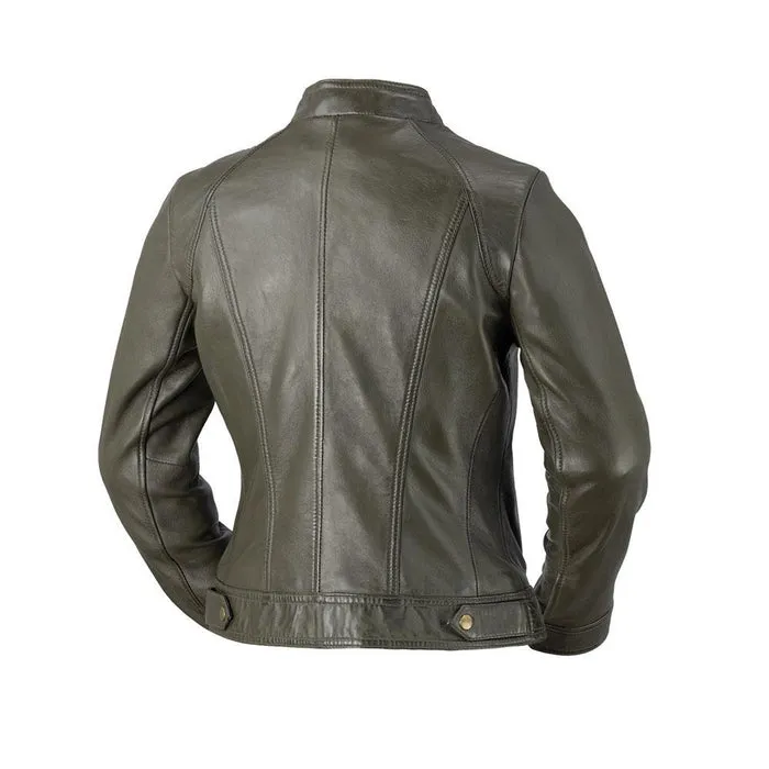 Favorite - Women's Fashion Leather Jacket (Army Green)